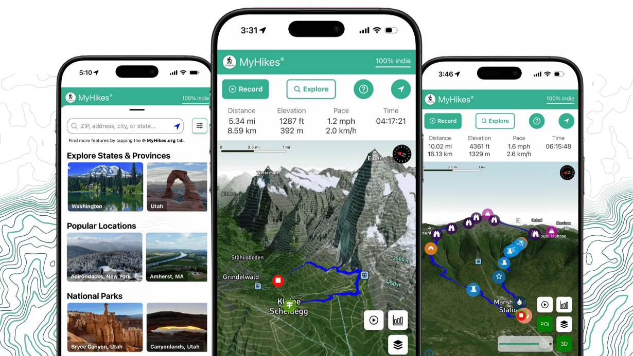 Send Trail routes to the MyHikes app for offline use