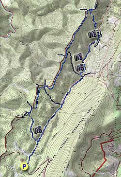 Small map for Allegheny and Seneca Creek Hike