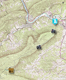 Small map for Angels Rest and Woods Hole Hostel Hike