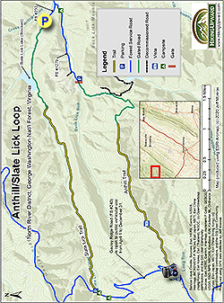 Small map for Anthill and Slate Lick Hike