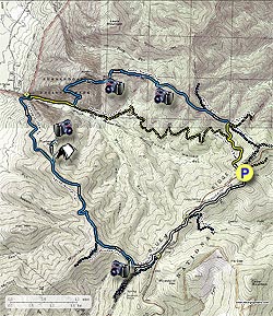 Small map for Austin and Furnace Mountains Hike