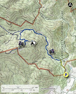 Small map for Bear Church Rock Hike