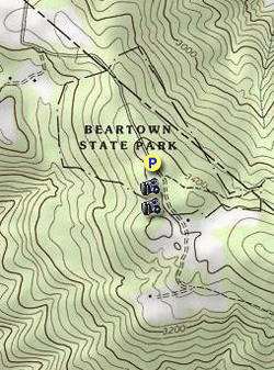 Small map for Beartown Boulders Hike