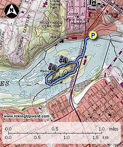 Small map for Belle Isle Hike