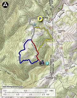 Small map for Bent Mountain Falls Hike