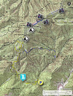 Small map for Big Firescald Knob Hike