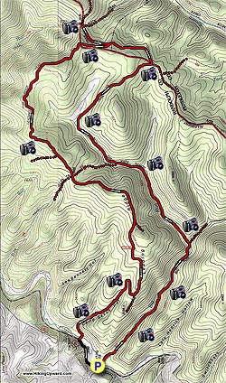 Small map for Big Run and Leading Ridge Hike