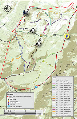 Small map for Blackbird Knob Hike