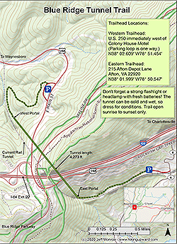 Small map for Blue Ridge Tunnel Hike