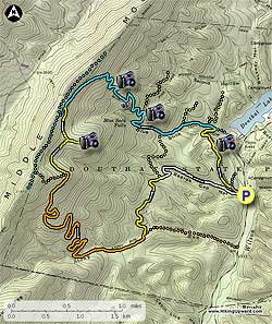 Small map for Blue Suck Falls Hike