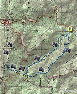 Small map for Buck Hollow and Mary's Rock Hike