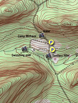 Small map for Camp Michaux Hike