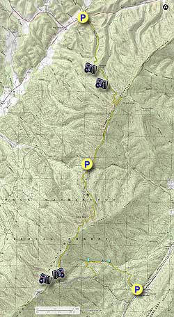 Small map for Chimney Hollow and Elliot Knob Hike
