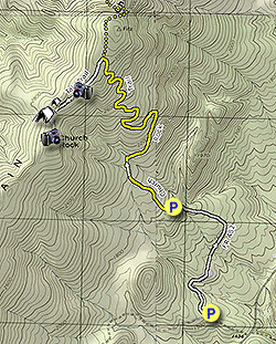 Small map for Church Rock Hike