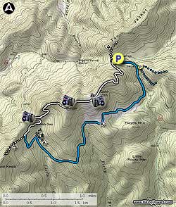 Small map for Cole Mountain Hike