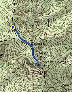 Small map for Cowee Bald Lookout Tower Hike