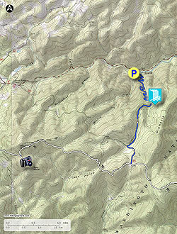 Small map for Crabtree Falls & Spy Rock Hike