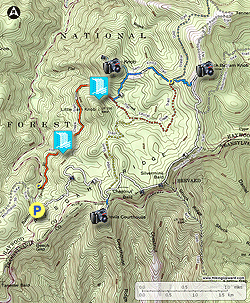 Small map for Devils Courthouse and Sam Knob Hike