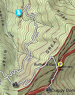 Small map for Douglas Falls and Craggy Gardens