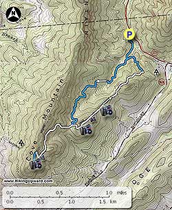 Small map for Dragon's Tooth Hike