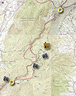 Small map for Dripping Rock and Rockfish Gap Hike