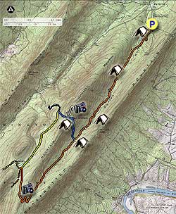 Small map for Duncan Knob Hollow Hike