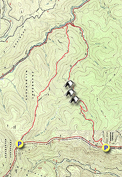 Small map for Forks of Cranberry Hike