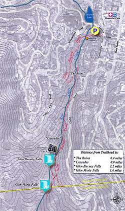 Small map for Glen Burney Falls Hike