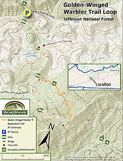 Small map for Golden Winged Warbler Hike