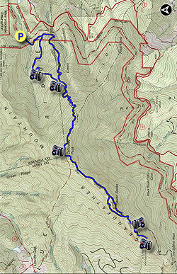 Small map for Grandfather Mountain via Daniel Boone Trail