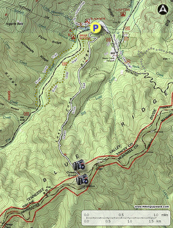 Small map for Green Knob Lookout Tower Hike