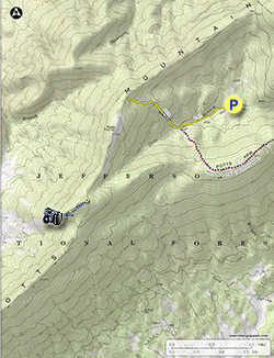 Small map for Hanging Rock Hike