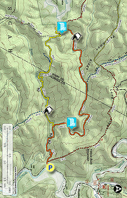 Small map for Harper Creek Falls Hike