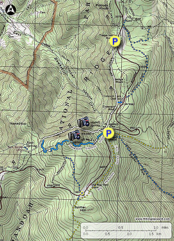 Small map for Hawksbill Mountain and Timber Hollow Hike