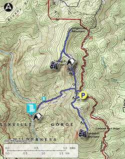 Small map for Hawksbill Mtn, Sitting Bear Mtn, Devil's Hole Hike