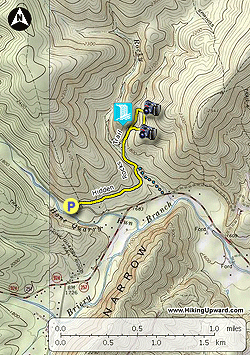 Small map for Hidden Rocks Hike
