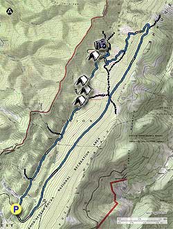 Small map for High Meadows and Seneca Creek Hike