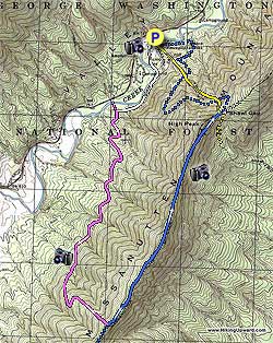 Small map for High Peak Hike