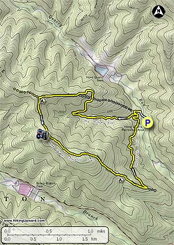 Small map for Hone Quarry Ridge Hike