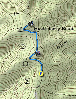 Small map for Huckleberry Knob Hike