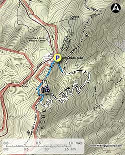Small map for Humpback Rocks Hike