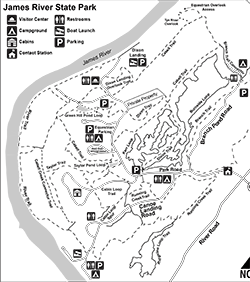 Small map for James River State Park Hike