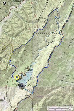 Small map for Lake Sherwood Hike