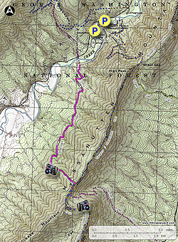 Small map for Little Crease Mountain Hike