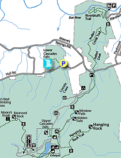 Small map for Lower Cascade Falls Hike