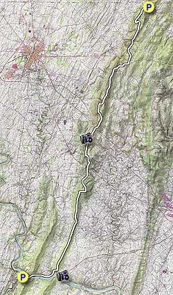 Small map for Maryland Challenge Hike via Appalachian Trail