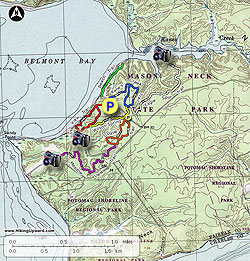 Small map for Mason Neck Loop Hike