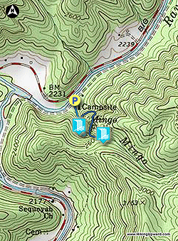 Small map for Mingo Falls Hike