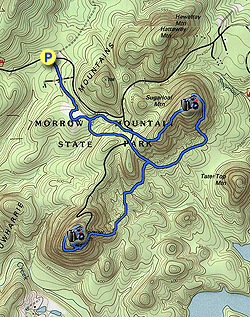 Small map for Morrow Mountain and Sugarloaf Mountain Hike