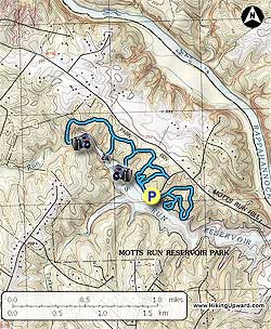 Small map for Motts Run Reservoir Hike